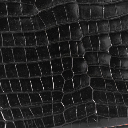 Hermes Shiny Porosus Crocodile Birkin 40 Black Orange 41 of 43