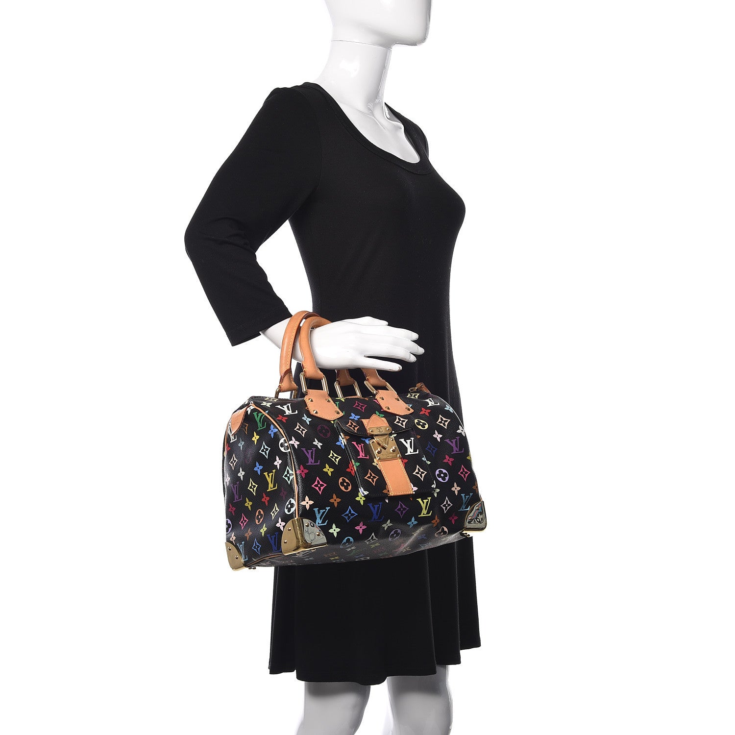 Louis Vuitton Monogram Multicolor Speedy 30 Black 2 of 12