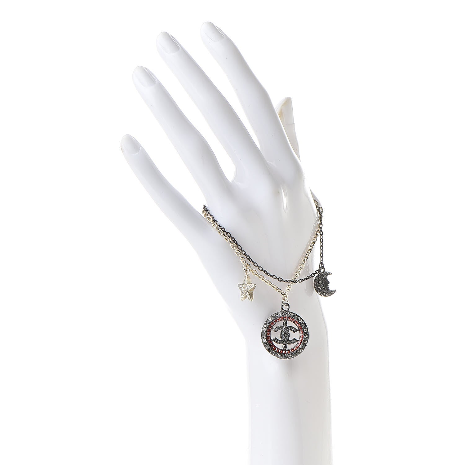 Chanel Ruthenium Crystal CC Star Moon Bracelet Gold 2 of 6