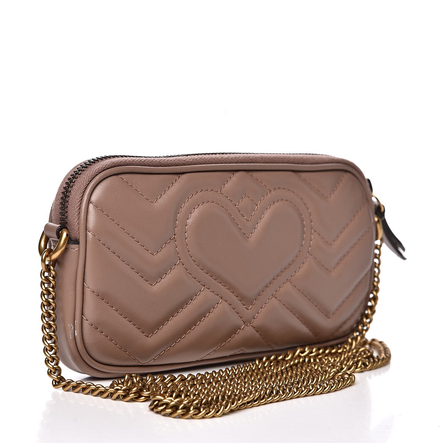Calfskin Matelasse Mini GG Marmont Chain Crossbody Bag Porcelain Rose