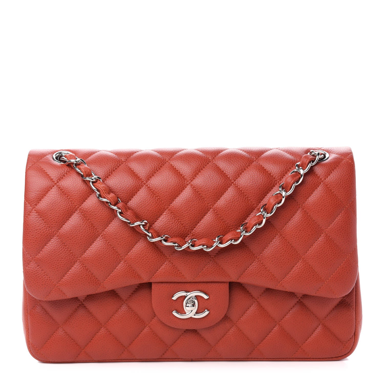 Chanel Caviar Quilted Jumbo Double Flap Red 1 of 11