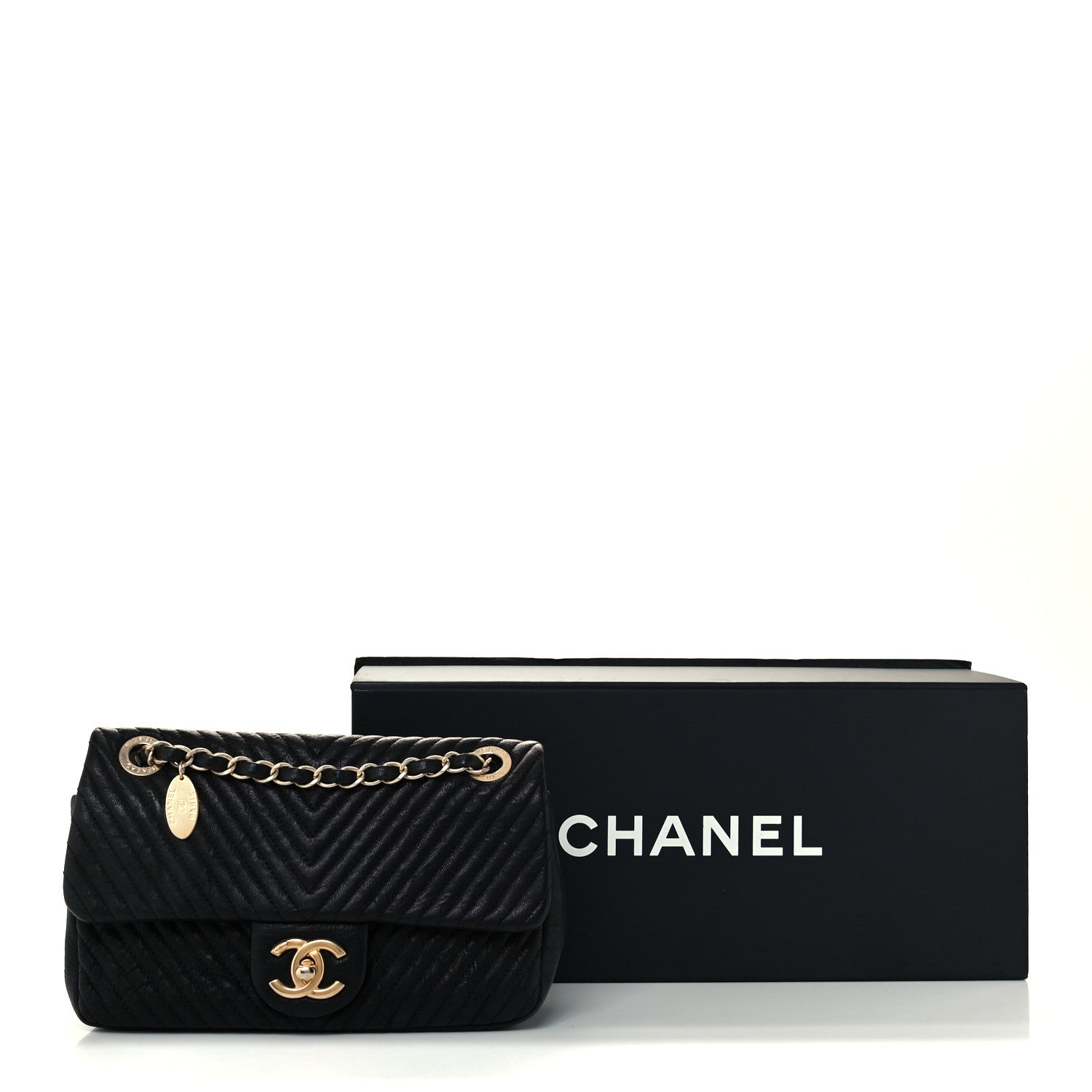 Chanel Wrinkled Lambskin Chevron Quilted Small Flap Black 12 of 12