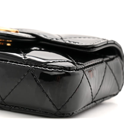 Chanel Patent Enamel Quilted Coco Hearts Clutch With Chain Black 11 of 12