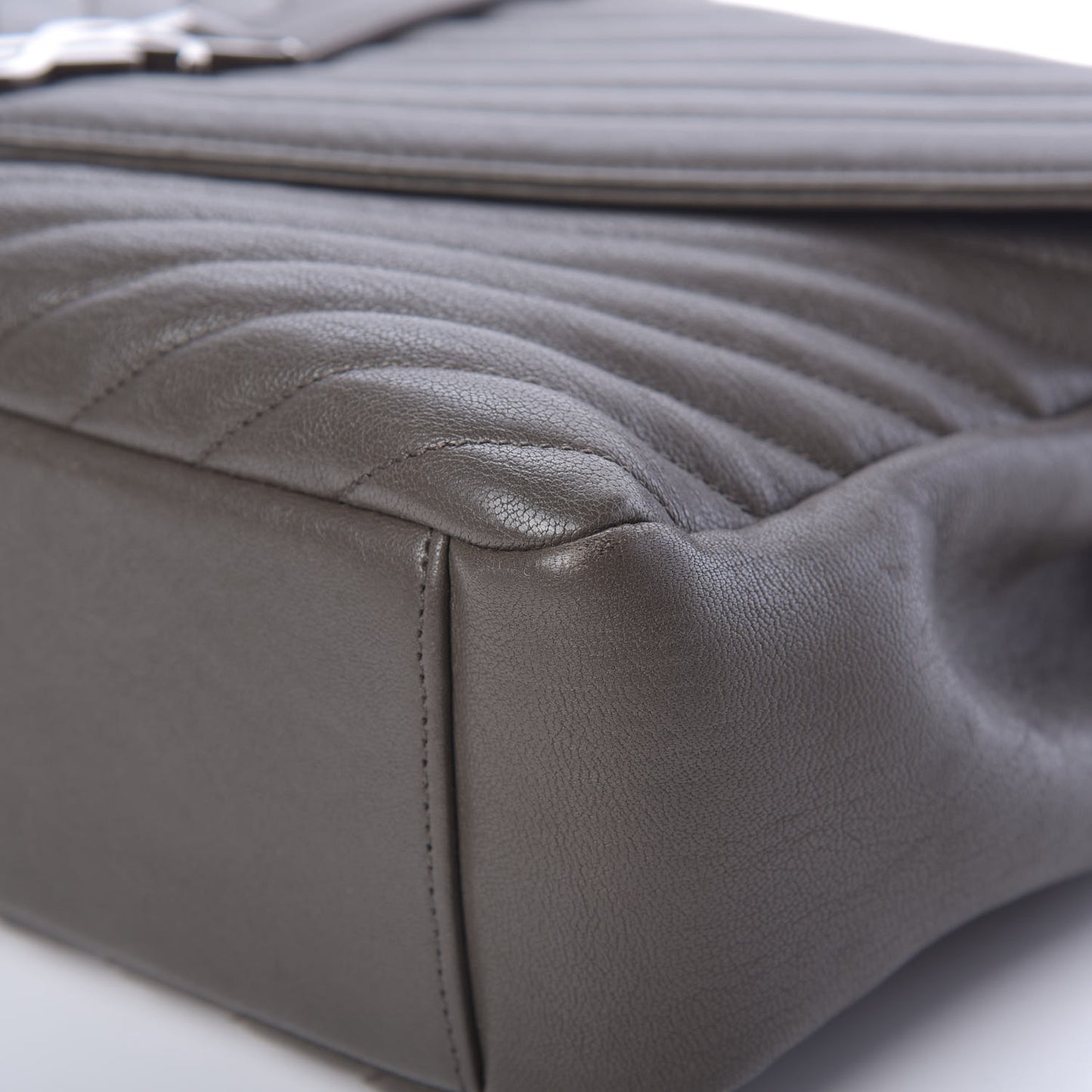 Sheepskin Matelasse Chevron Monogram Large College Satchel Dark Anthracite
