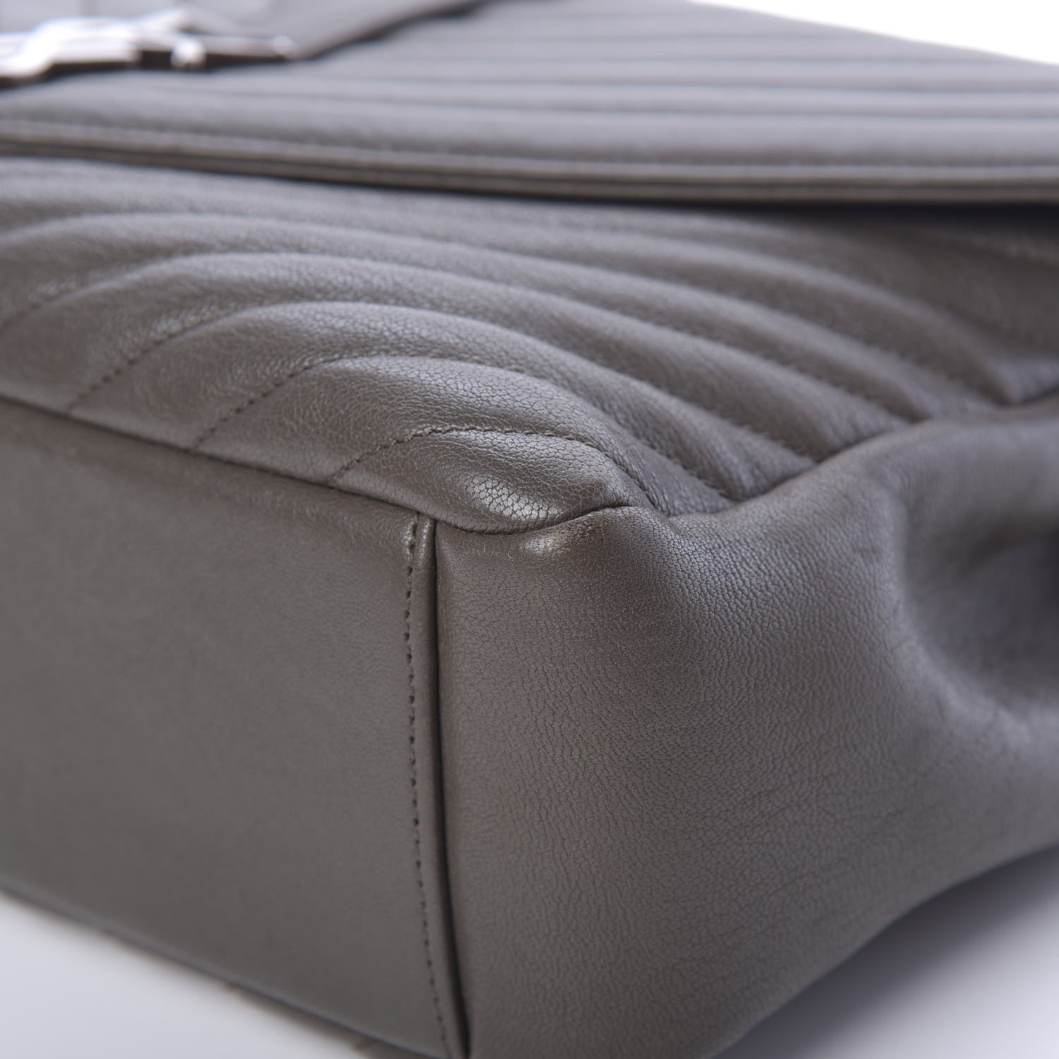 Saint Laurent Sheepskin Matelasse Chevron Monogram Large College Satchel Dark Anthracite 10 of 13