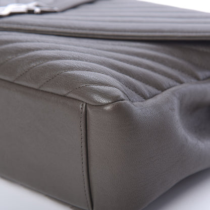 Saint Laurent Sheepskin Matelasse Chevron Monogram Large College Satchel Dark Anthracite 10 of 13