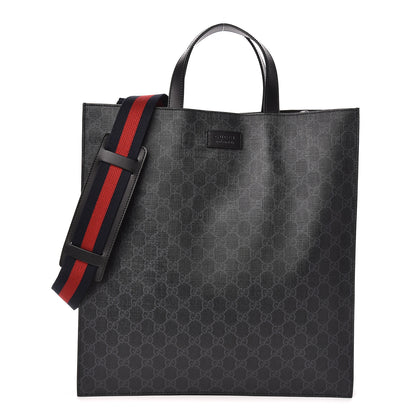 Gucci Soft GG Supreme Monogram Appia Calfskin Web Vertical Tote Black 1 of 10