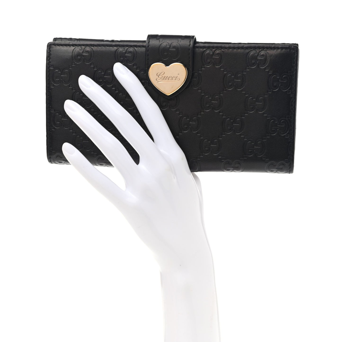 Guccissima Heart Continental Wallet Black