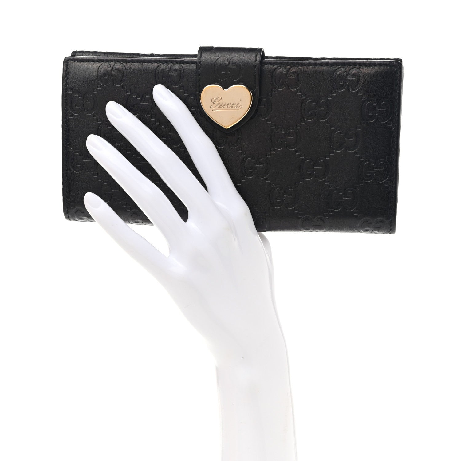 Gucci Guccissima Heart Continental Wallet Black 2 of 9