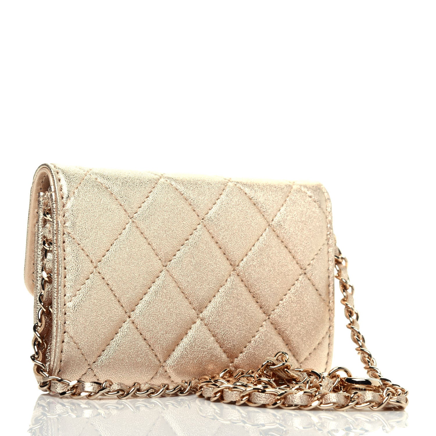 Chanel Metallic Lambskin Quilted Flap Chain Waist Bag Gold 3 of 15