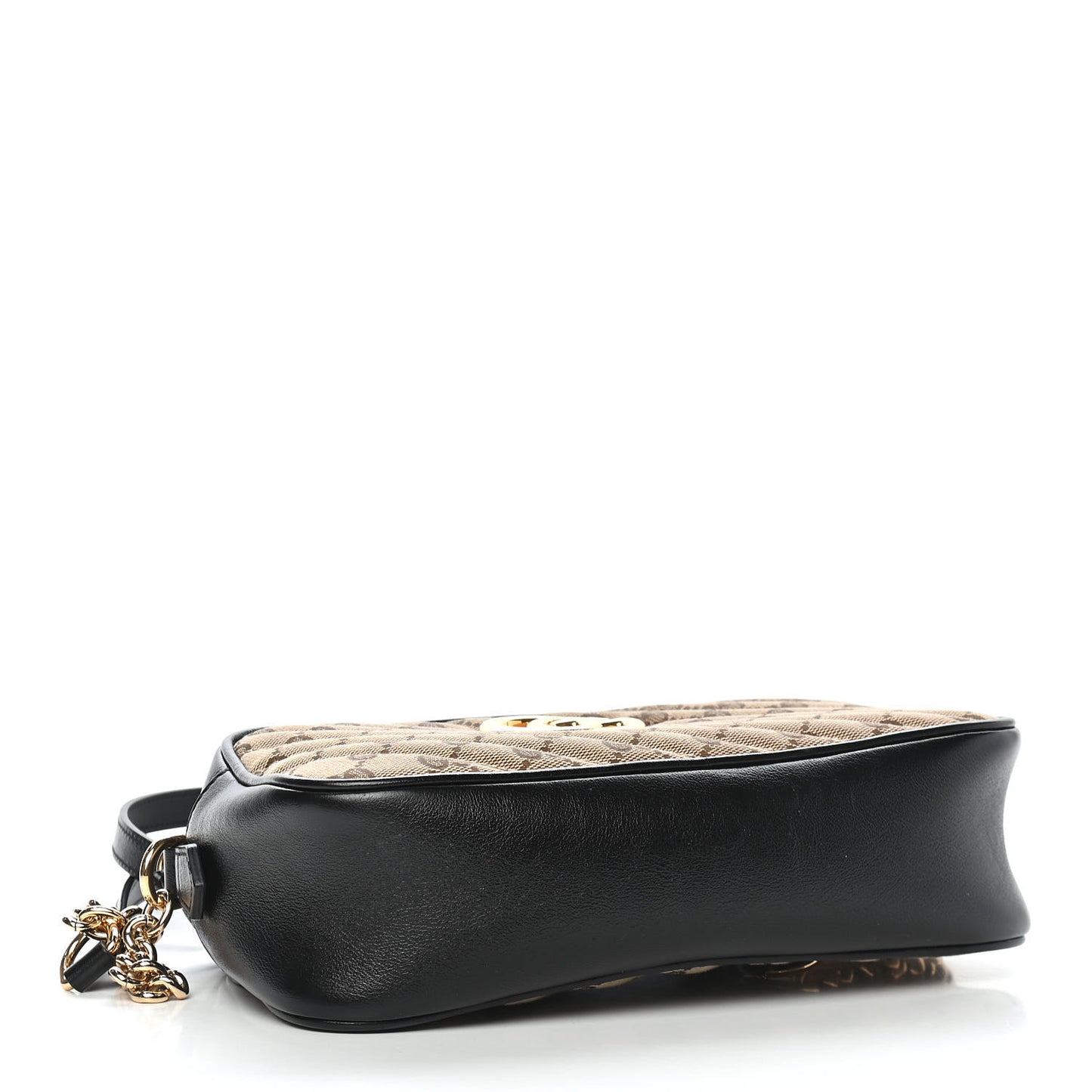 Monogram Matelasse Diagonal Small GG Marmont Chain Shoulder Bag Beige Black