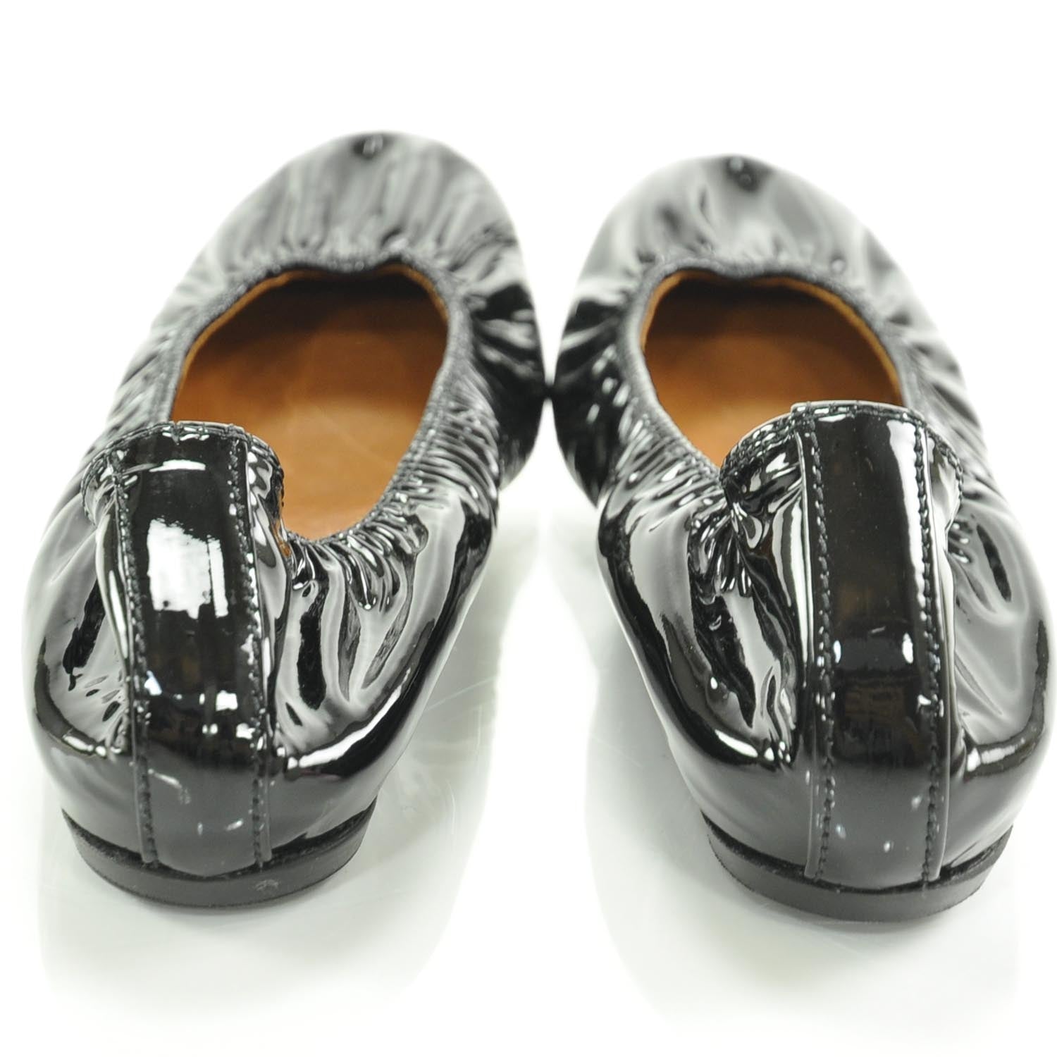 Lanvin Patent Leather Elastic Ballet Flats 39 Black 3 of 6