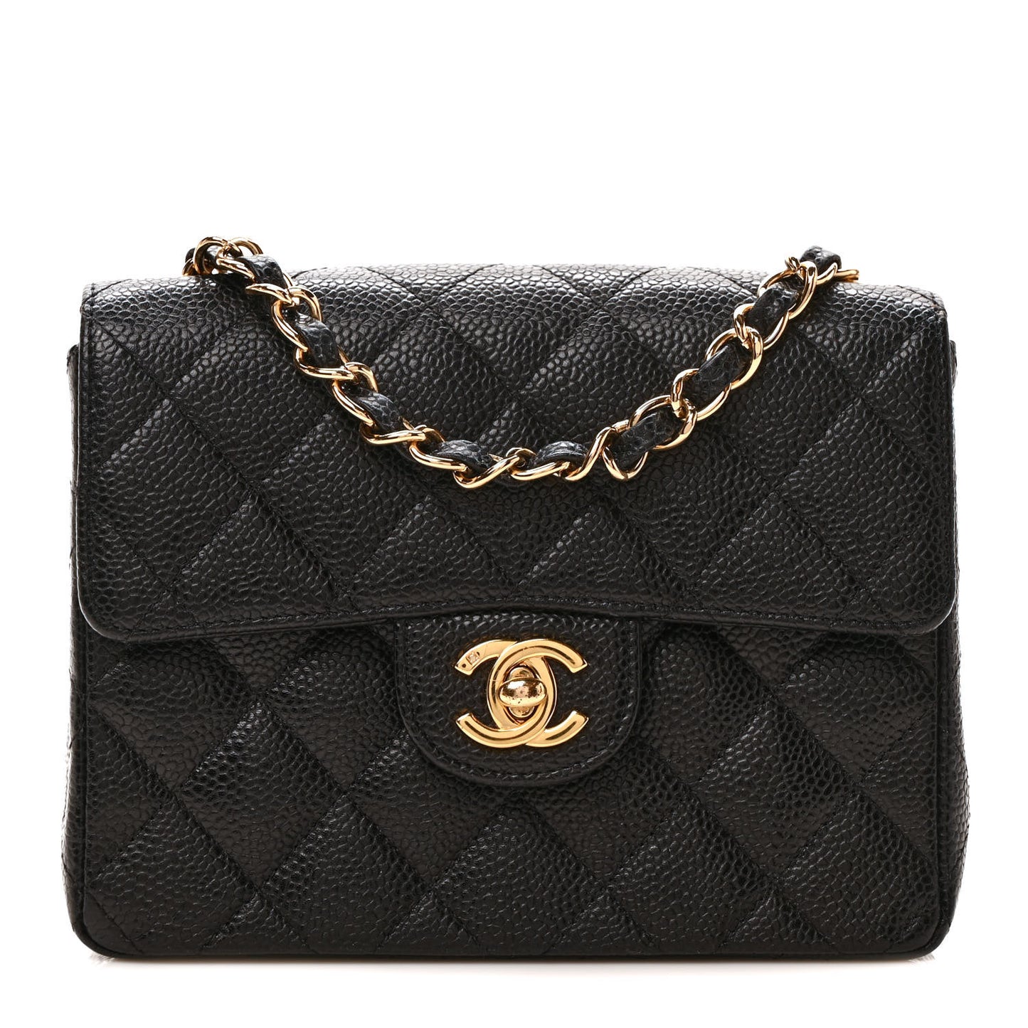 Caviar Quilted Mini Square Flap Black
