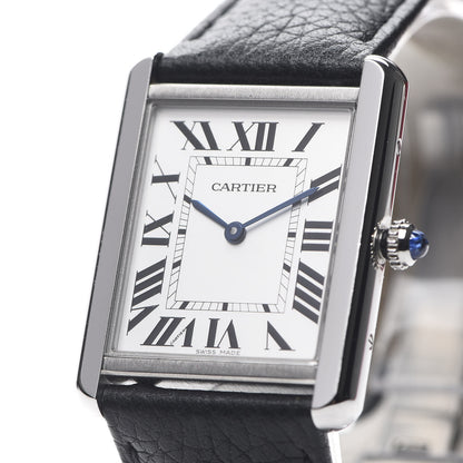 Cartier Stainless Steel Calfskin 27mm Tank Solo Quartz Watch 7 of 8