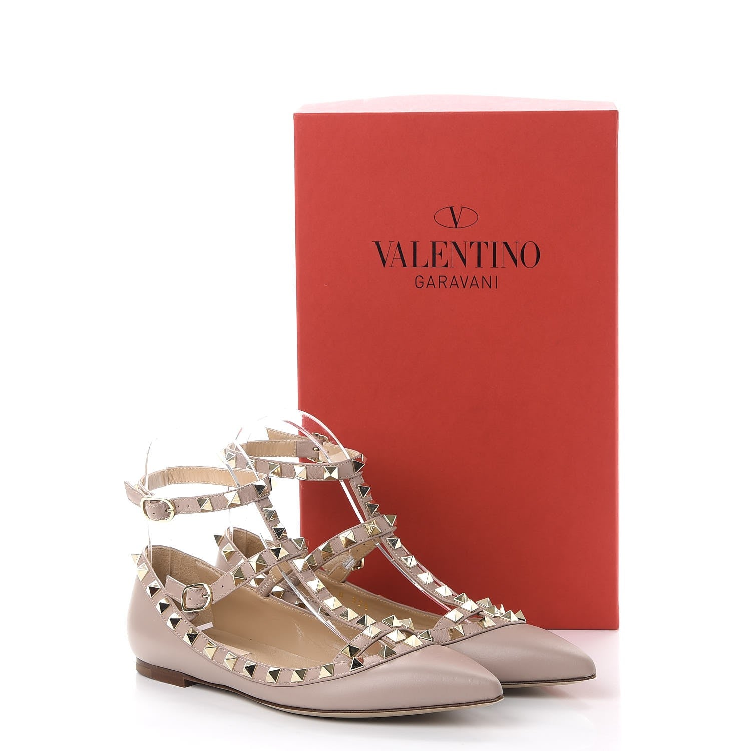 Valentino Garavani Nappa Rockstud Cage Ballerina Flats 35.5 Poudre 10 of 10