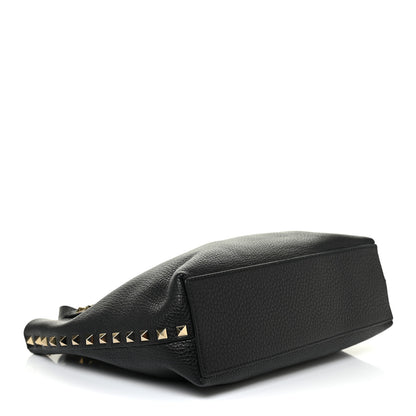 Valentino Garavani Grained Calfskin Small Rockstud Flip Lock Tote Black Rose Quartz 4 of 13
