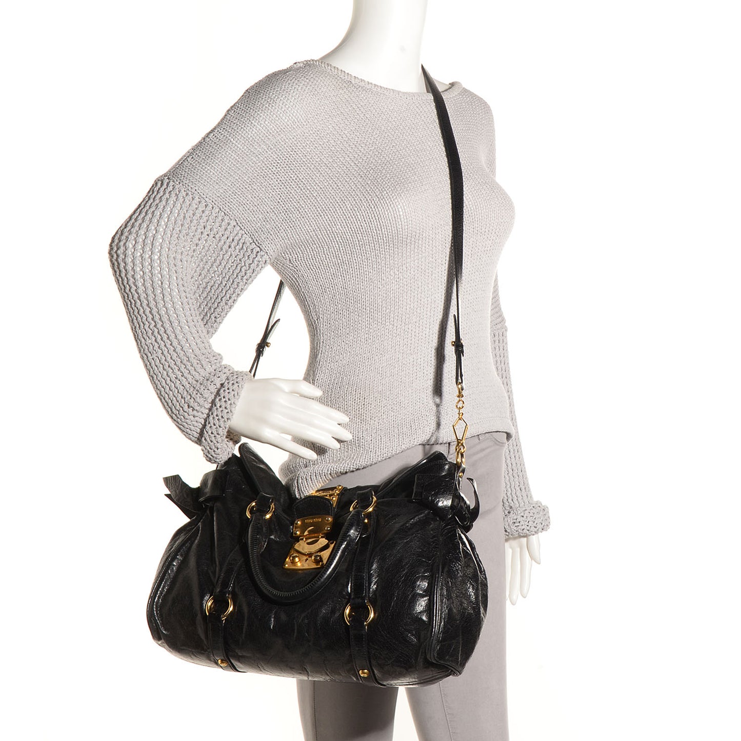 Vitello Lux Medium Bow Bag Nero Black