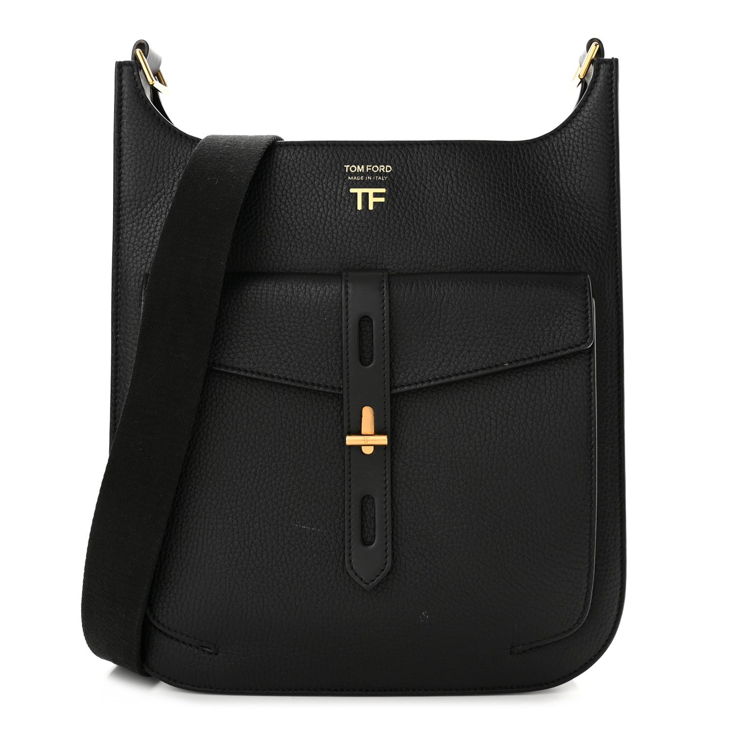 Grain Calfskin T Twist Crossbody Bag Black