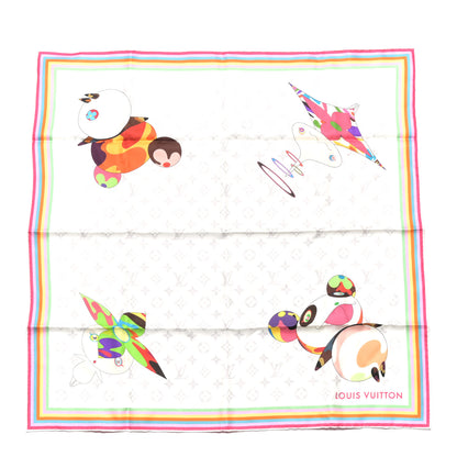 Louis Vuitton LV X TM Silk Monogram Superflat Characters Square Scarf 70 Brown White 1 of 4
