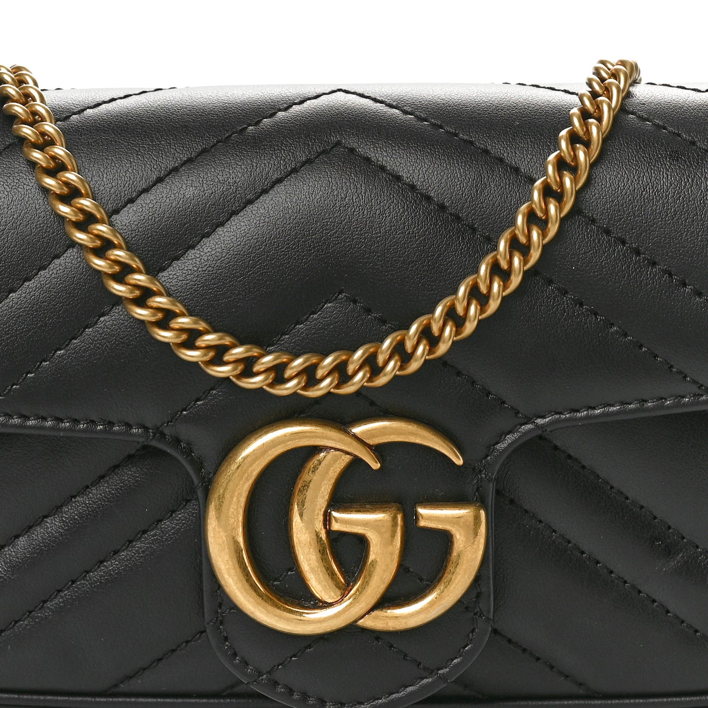 Calfskin Matelasse Super Mini GG Marmont Shoulder Bag Black