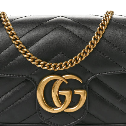 Gucci Calfskin Matelasse Super Mini GG Marmont Shoulder Bag Black 7 of 10
