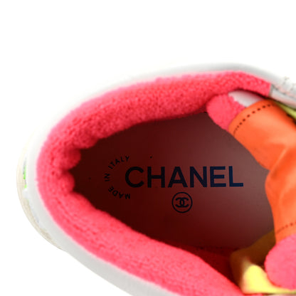 Chanel Calfskin Womens Logo High Top Sneakers 36 White Multicolor 8 of 9