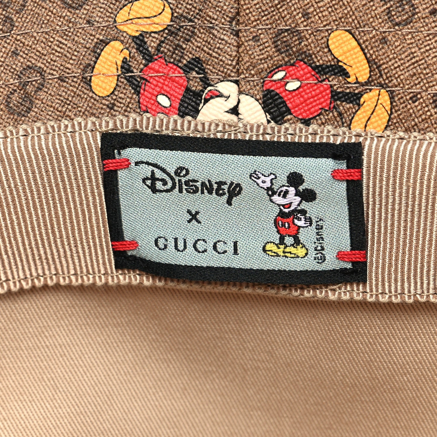 Gucci X DISNEY Mini Vintage GG Supreme Monogram Mickey Mouse Trent Bucket Hat L Beige Ebony Yellow 8 of 9