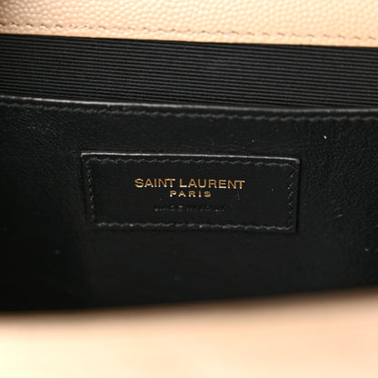 Saint Laurent Grain De Poudre Textured Mixed Matelasse Medium Triquilt Monogram Satchel Dark Beige 6 of 14