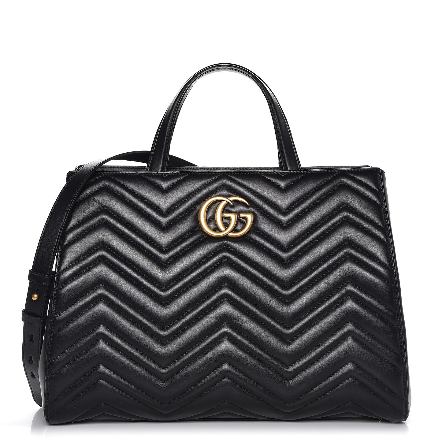 Calfskin Matelasse Medium GG Marmont Tote Black