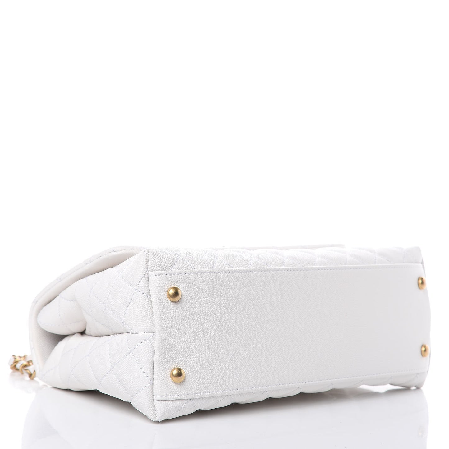 Caviar Lizard Quilted Small Coco Handle Flap White Beige