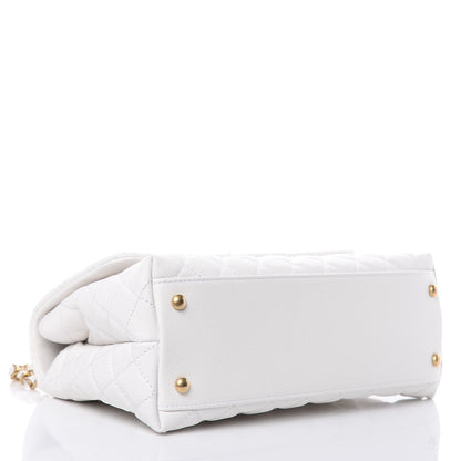 Chanel Caviar Lizard Quilted Small Coco Handle Flap White Beige 4 of 10