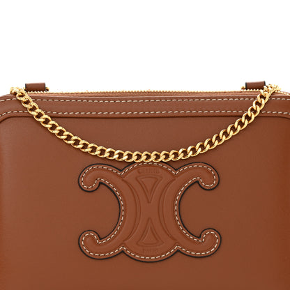 Celine Smooth Calfskin Cuir Triomphe Clutch on Chain Tan 8 of 11