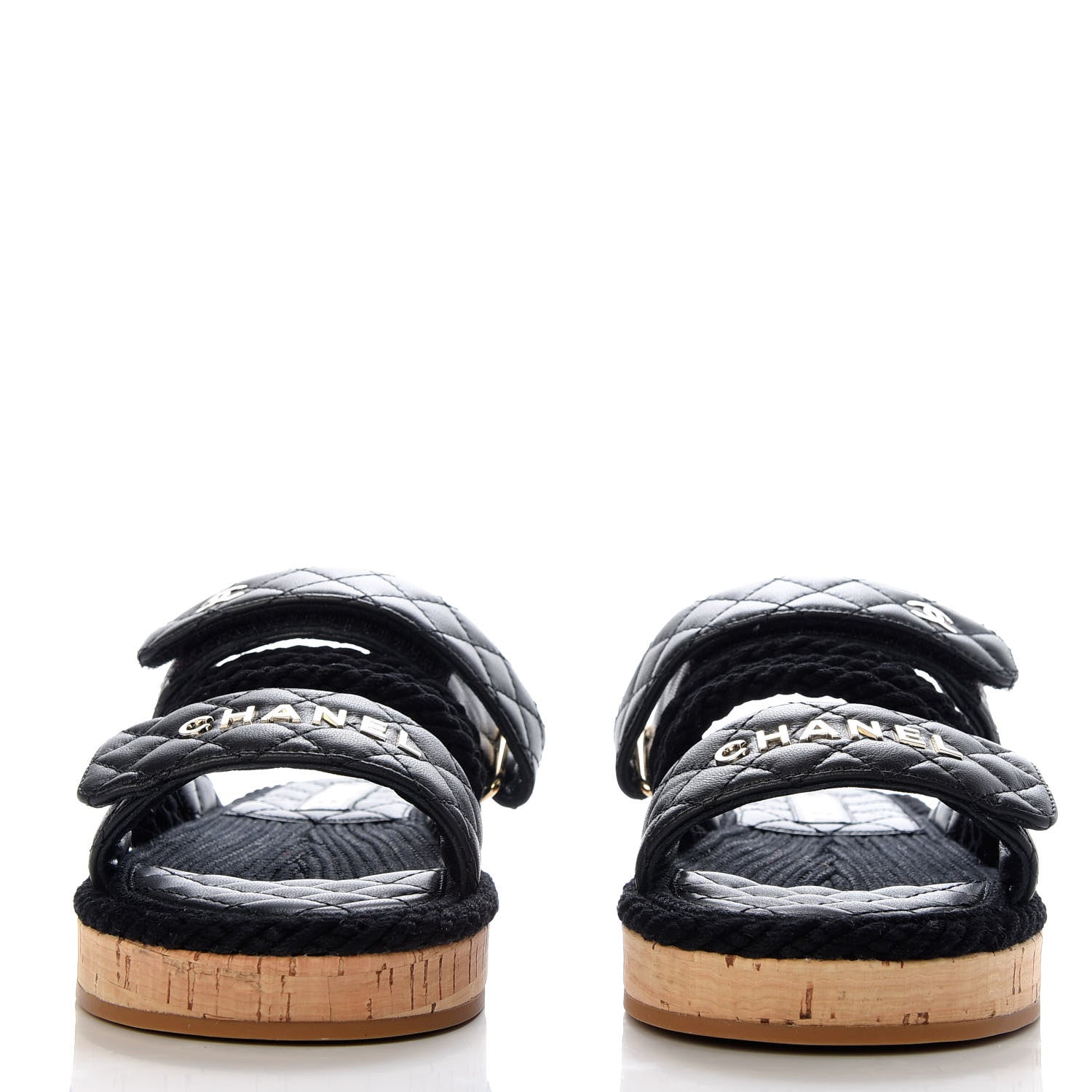 Chanel Cord Lambskin Quilted Logo Mules 37 Black 2 of 10