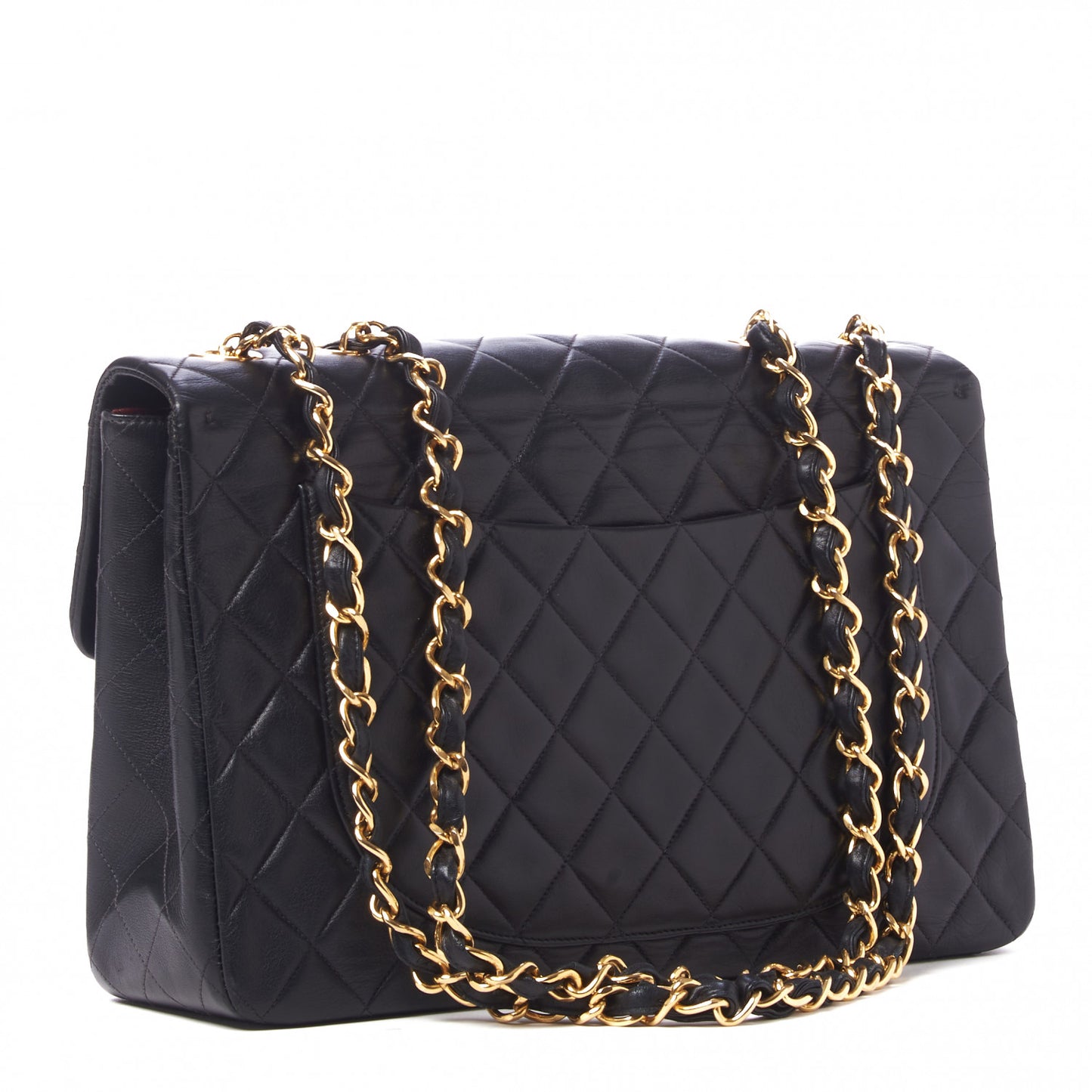 Lambskin Quilted XL Jumbo Single Flap Black