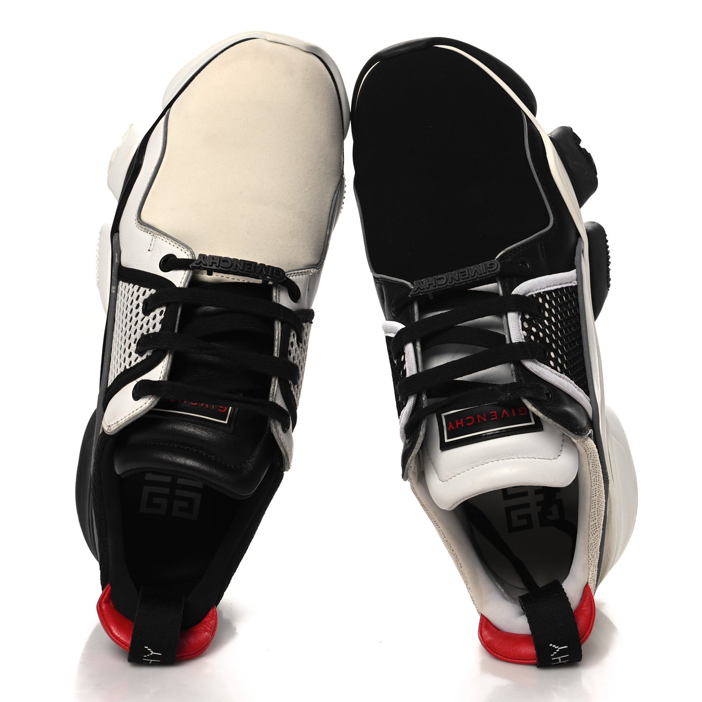 Calfskin Neoprene Basket Basse Jaw Sneakers 44 Black White
