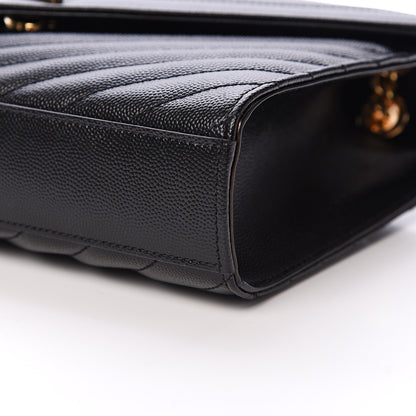 Saint Laurent Grain De Poudre Matelasse Chevron Medium Monogram Satchel Black 9 of 9