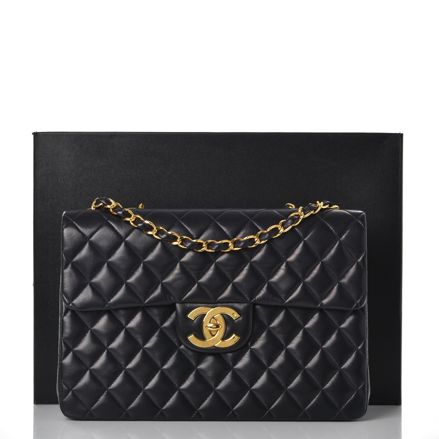 Chanel Lambskin Quilted XL Jumbo Single Flap Navy 10 of 10