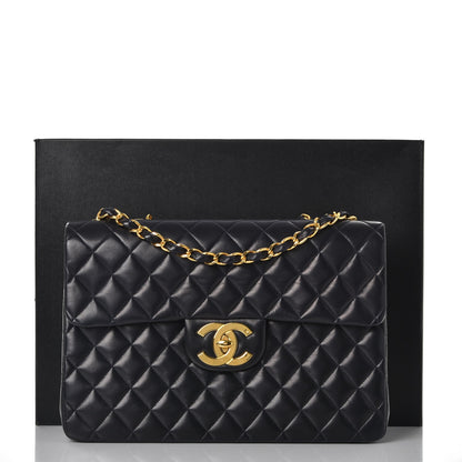 Chanel Lambskin Quilted XL Jumbo Single Flap Navy 10 of 10