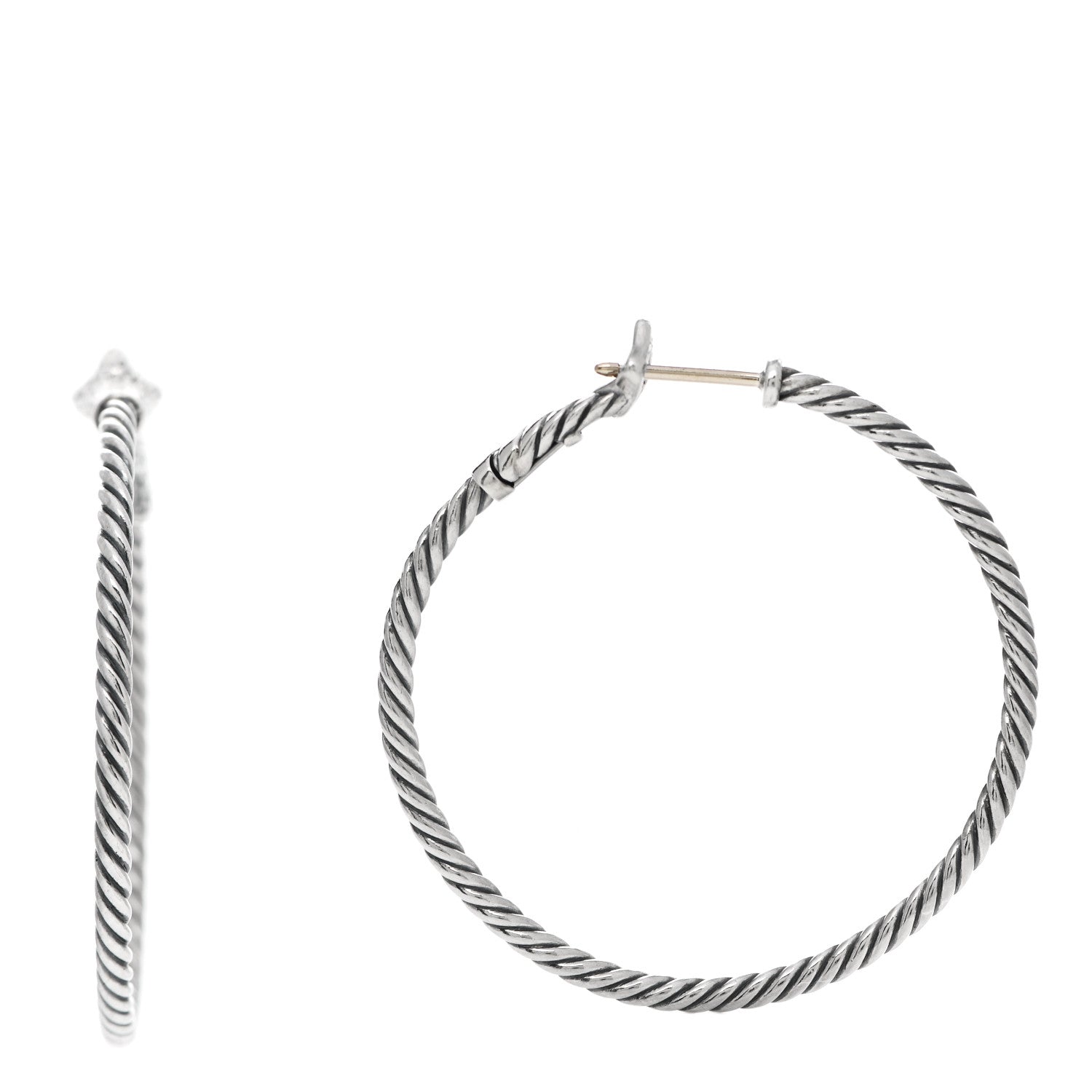 David Yurman Sterling Silver 36mm Large Cable Classics Hoop Earrings 1 of 4