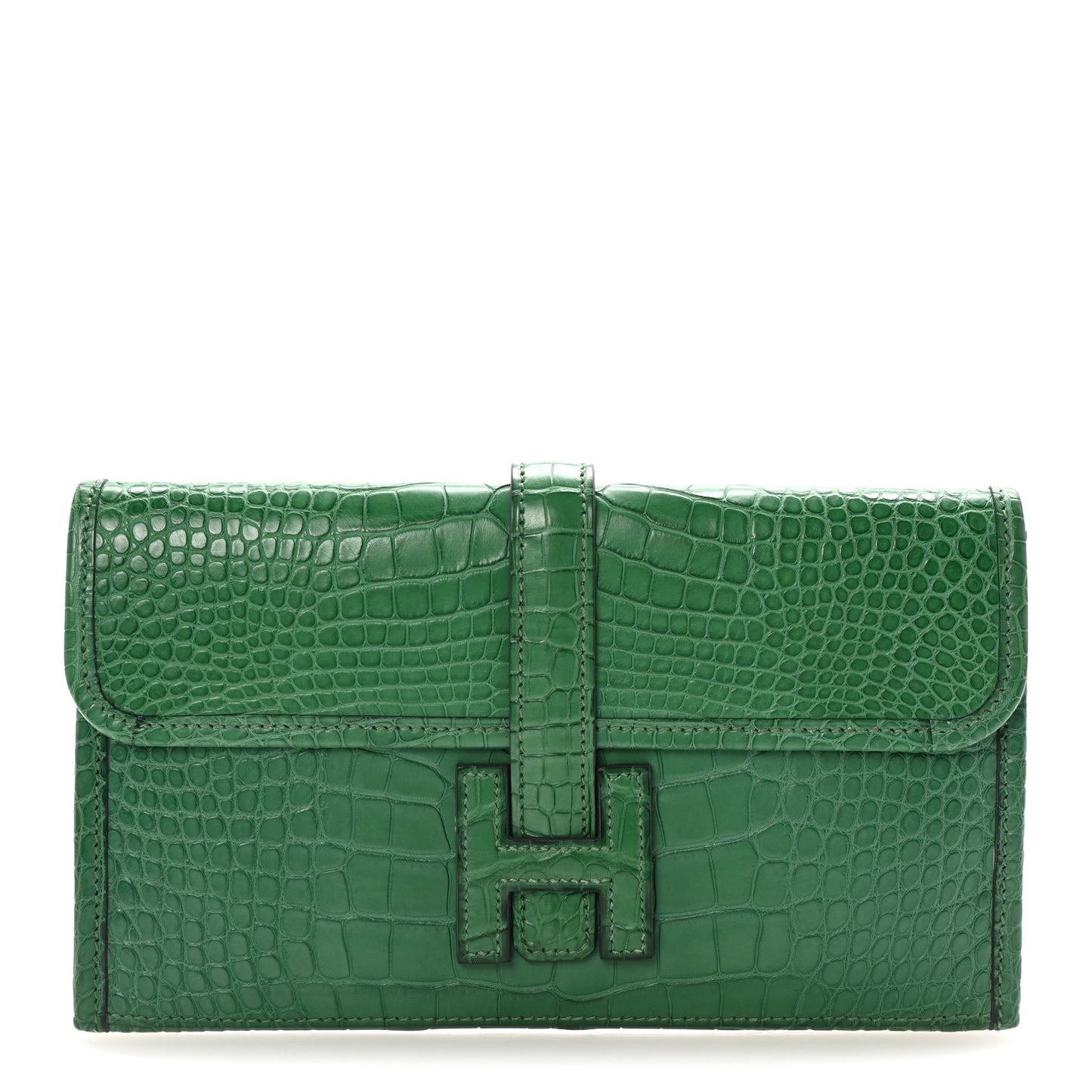 Matte Alligator Jige Duo Clutch Cactus