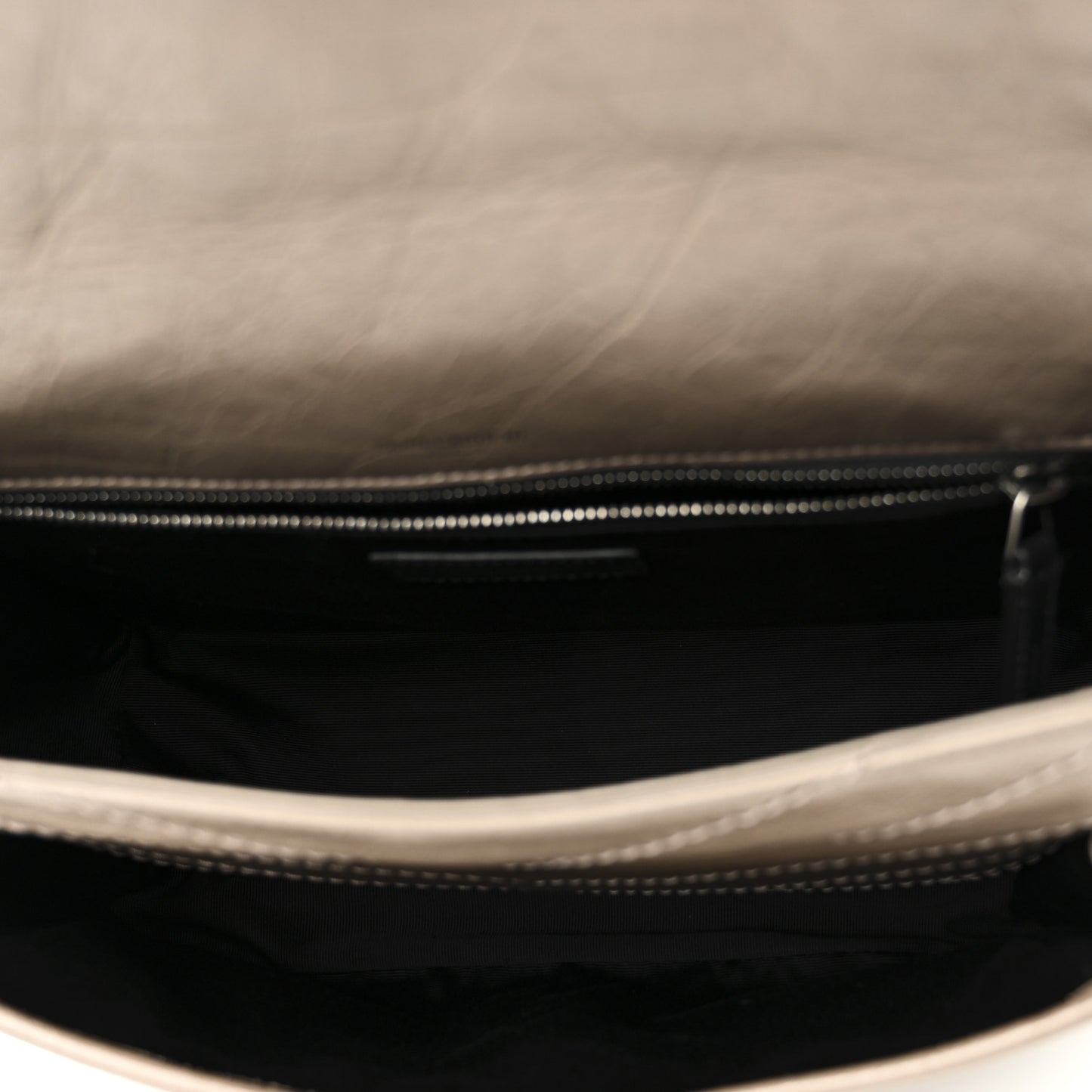 Crinkled Calfskin Matelasse Monogram Medium Niki Chain Satchel Greyish Brown