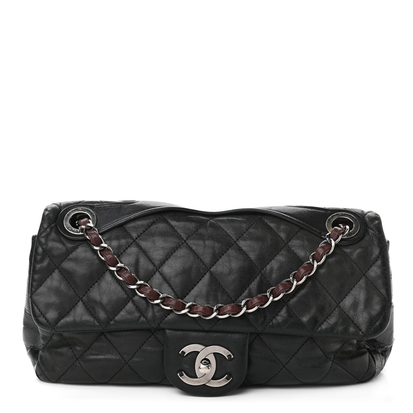 Iridescent Calfskin Medium In The Mix Flap Black