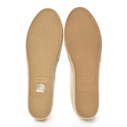 Saint Laurent Metallic Lambskin Monogram Espadrilles 39.5 Platino 5 of 8