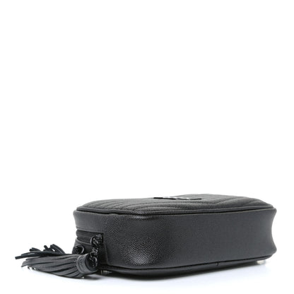 Saint Laurent Grain De Poudre Matelasse Monogram Mini Lou Camera Bag Black 4 of 9