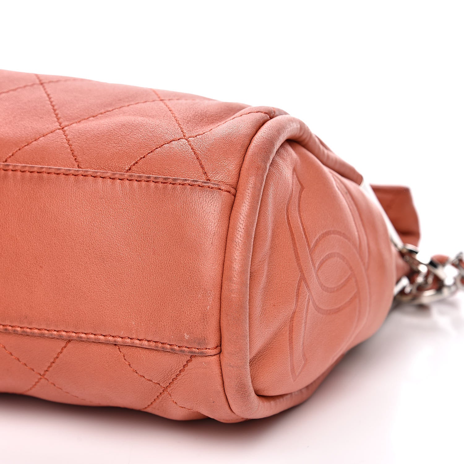 Chanel Lambskin Stitched Medium Ultimate Soft Tote Coral 9 of 19