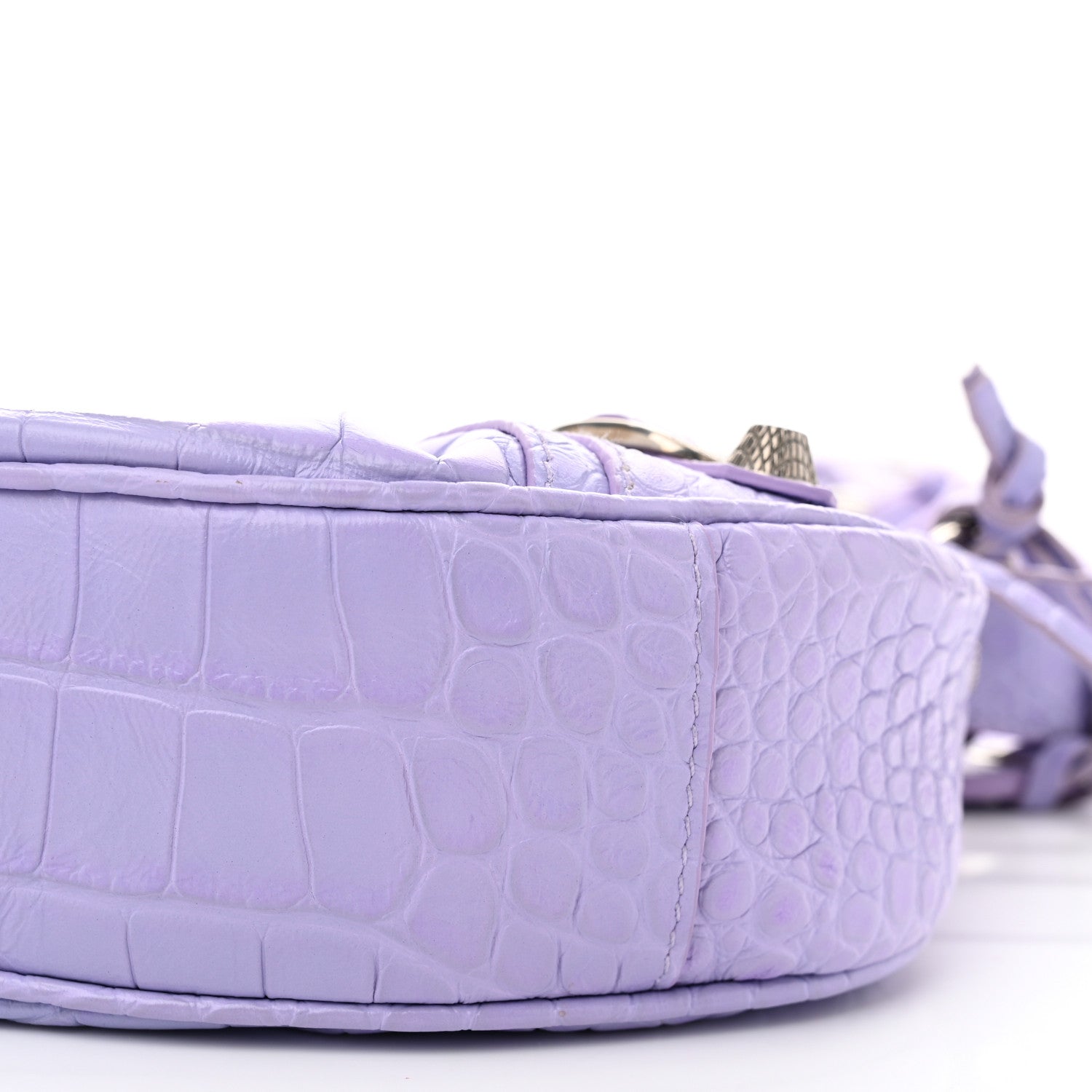 Balenciaga Extra Supple Calfskin Crocodile Embossed Le Cagole Shoulder Bag XS Lilac 11 of 11