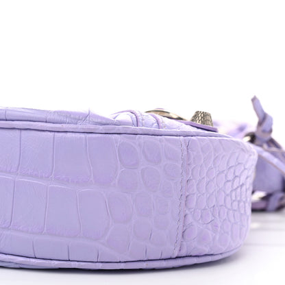 Balenciaga Extra Supple Calfskin Crocodile Embossed Le Cagole Shoulder Bag XS Lilac 11 of 11