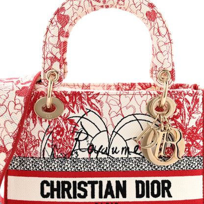 Christian Dior Canvas Embroidered Medium Dioramour D-Royaume Lady D-Lite Red Multicolor 8 of 12