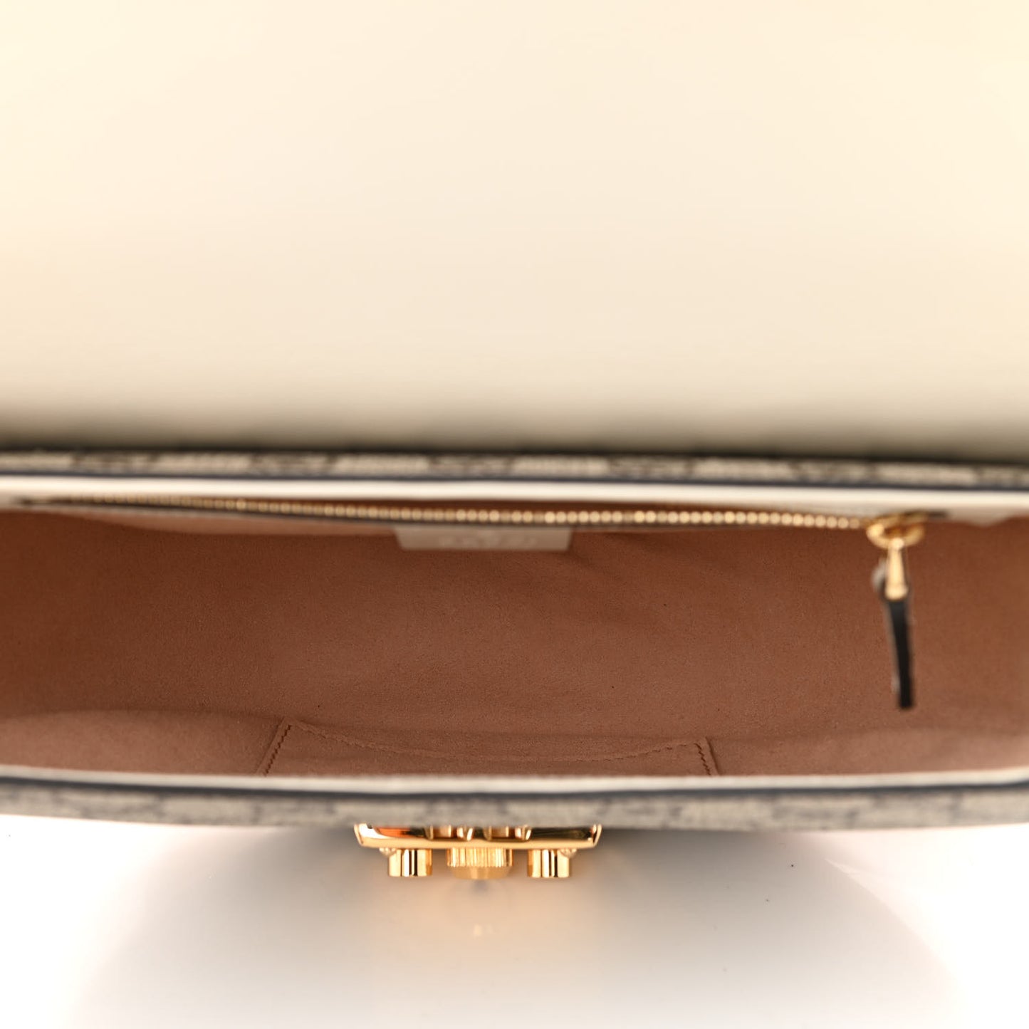 GG Supreme Monogram Calfskin Small Padlock Messenger Shoulder Bag Beige Mystic White Sun Oil