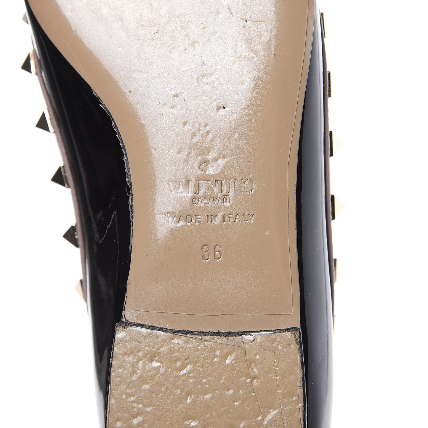 Patent Rockstud Ballerina Flats 36 Black Poudre